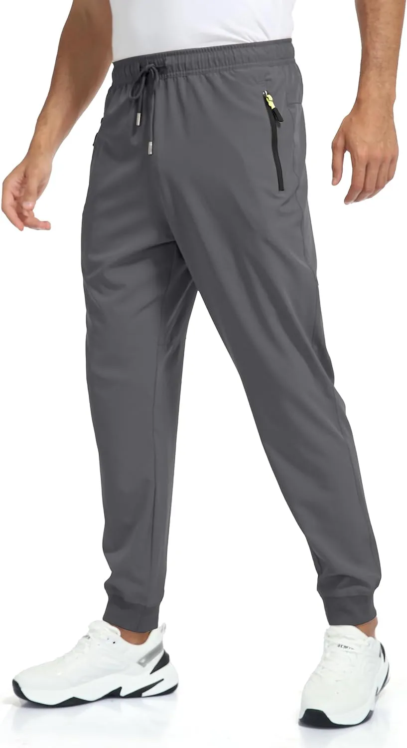 Rapoo Men's Lightweight Joggers Pants Quick Dry Workout Track Running Gym Athletic Pants with 3 Zipper Pockets