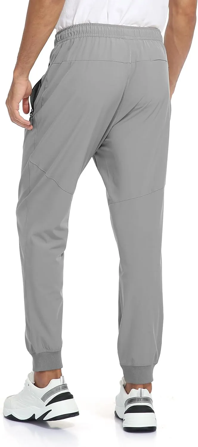 Rapoo Men's Lightweight Joggers Pants Quick Dry Workout Track Running Gym Athletic Pants with 3 Zipper Pockets
