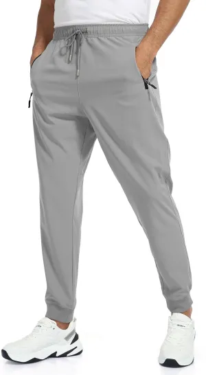 Rapoo Men's Lightweight Joggers Pants Quick Dry Workout Track Running Gym Athletic Pants with 3 Zipper Pockets