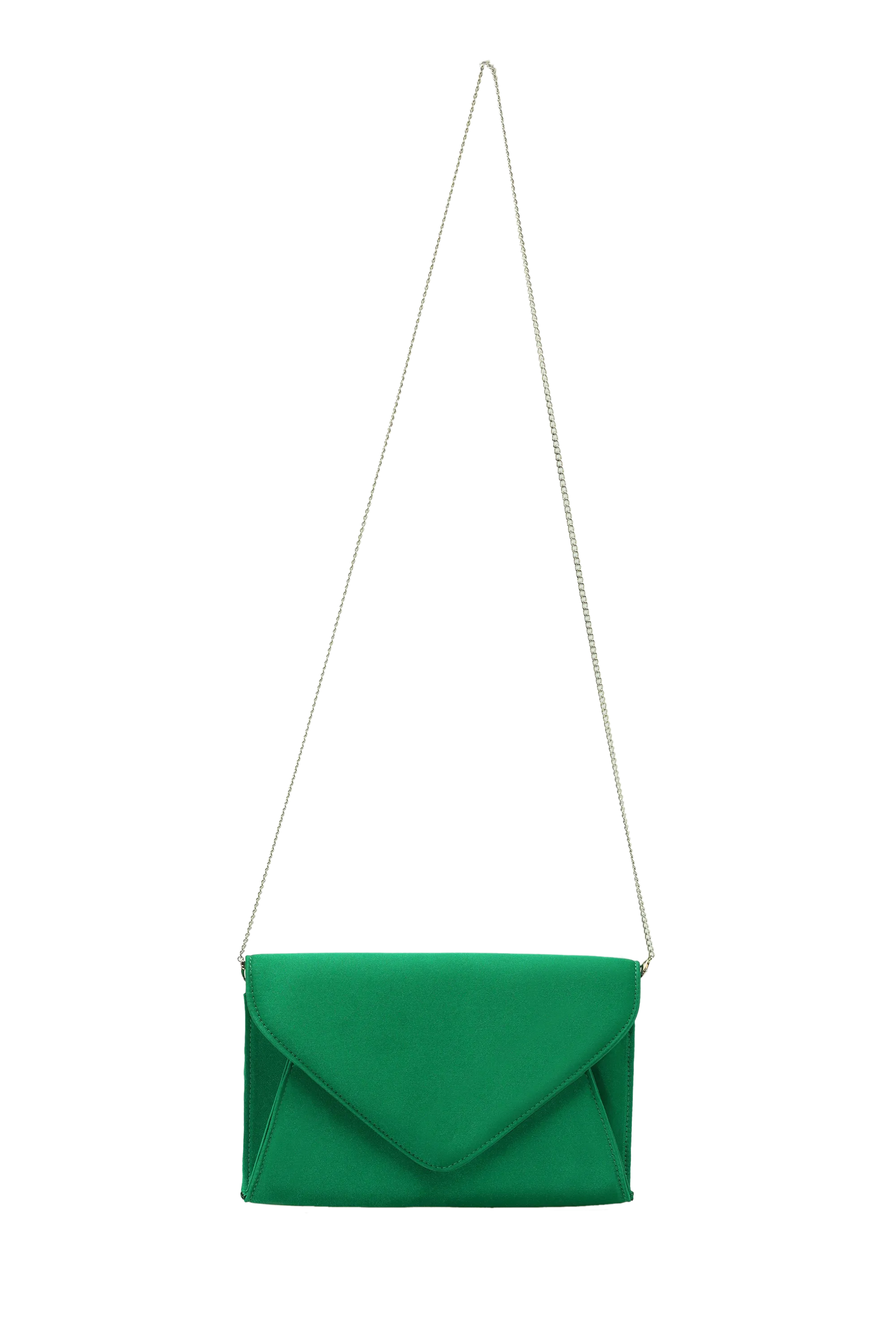 Recycled Satin Clutch Bag - Green