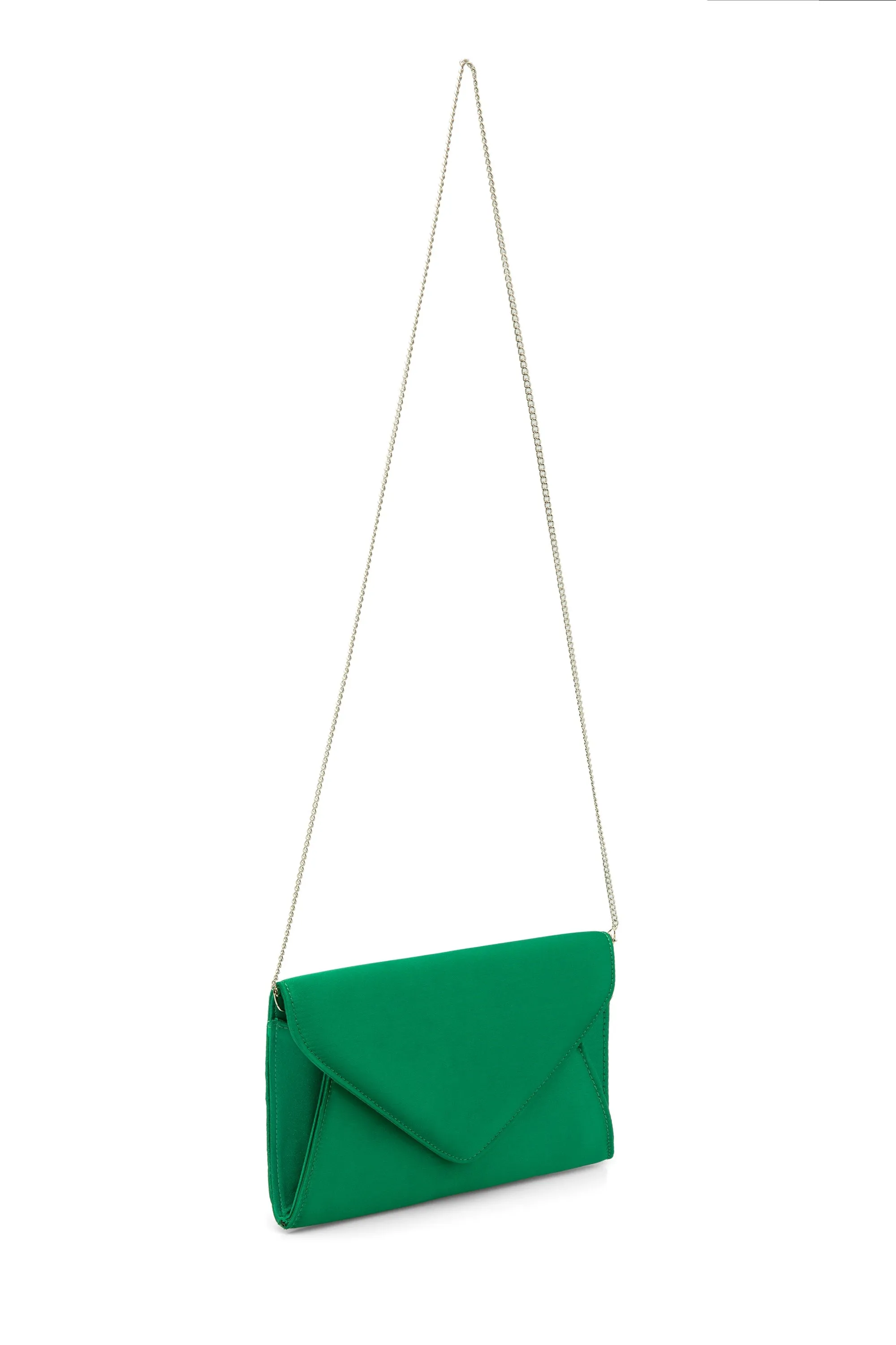Recycled Satin Clutch Bag - Green