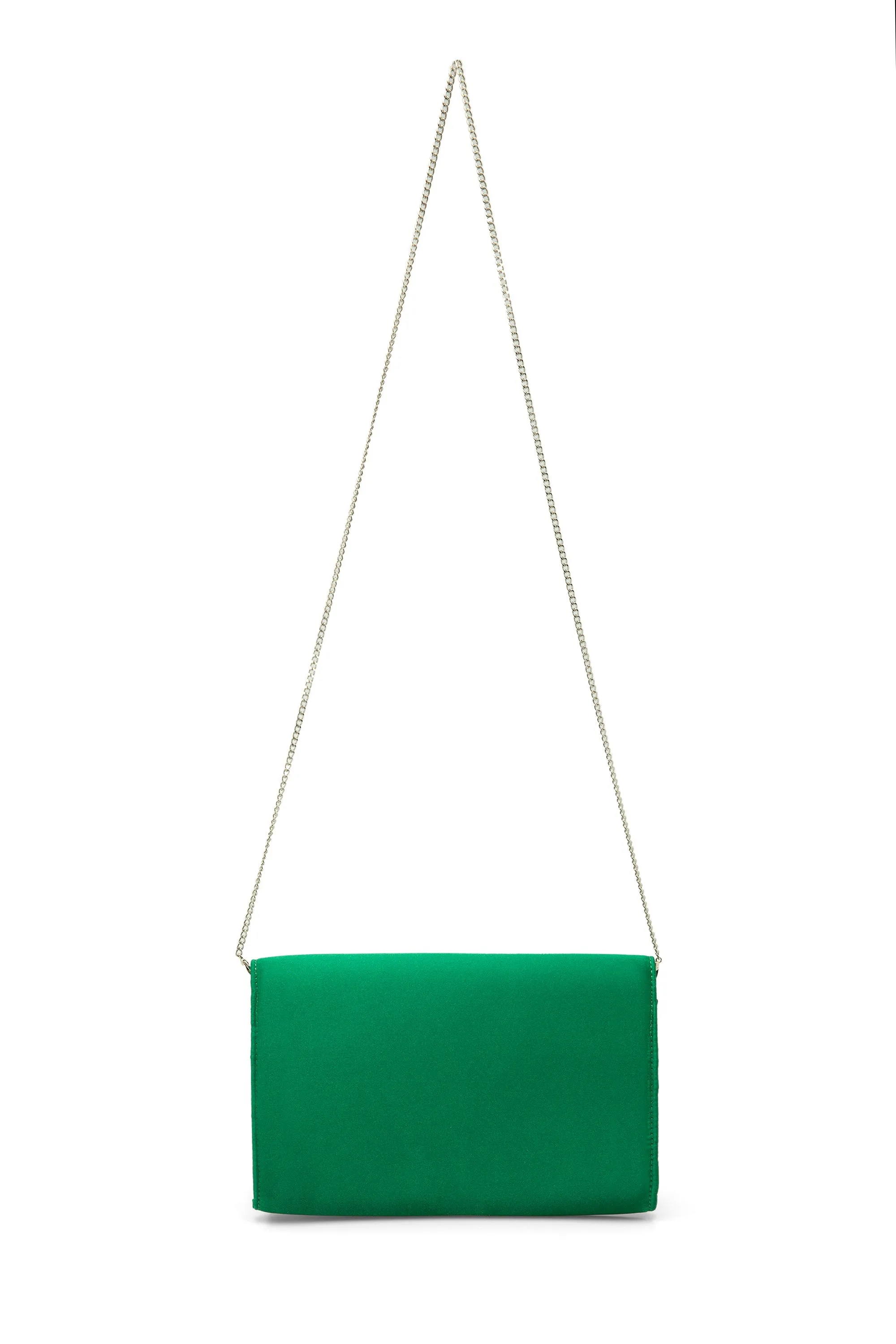 Recycled Satin Clutch Bag - Green