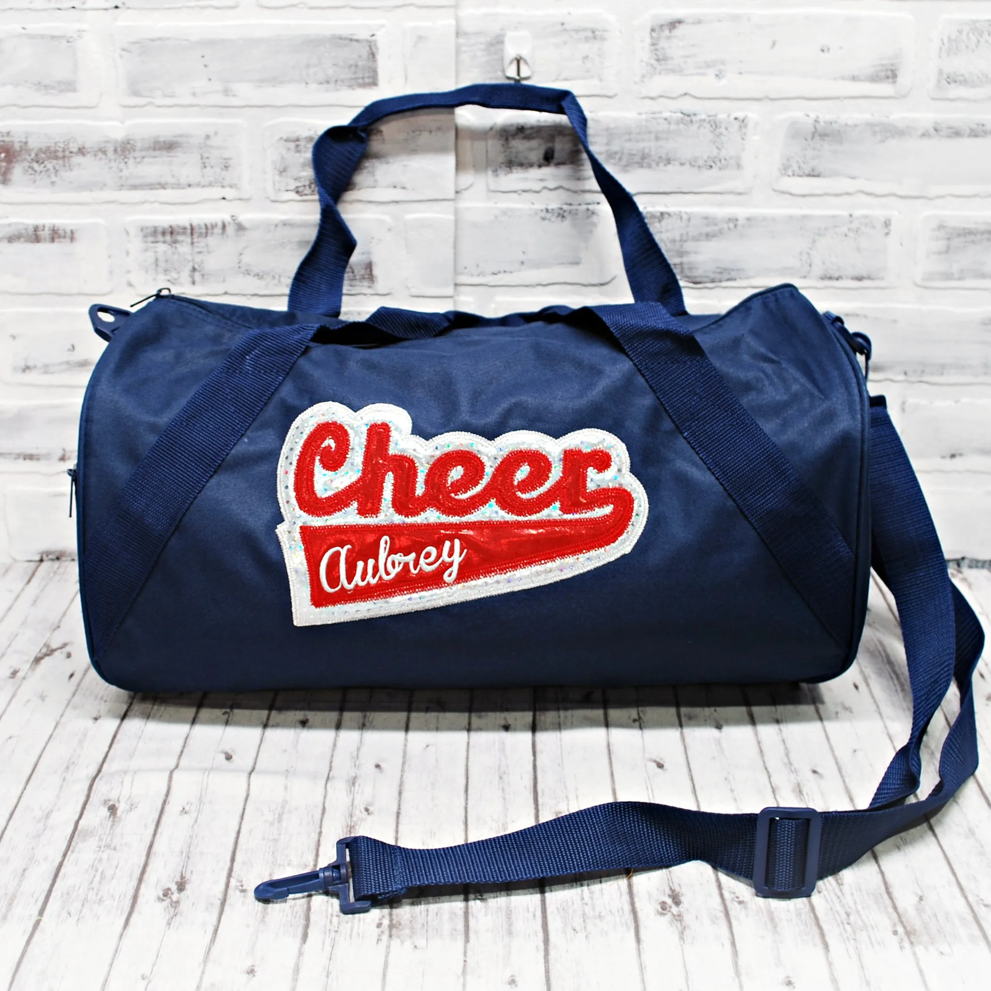 Red and Silver Personalized Cheer Tote or Duffle Bag