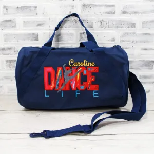 Red Teal Marbled Personalized Dance Tote or Duffle Bag