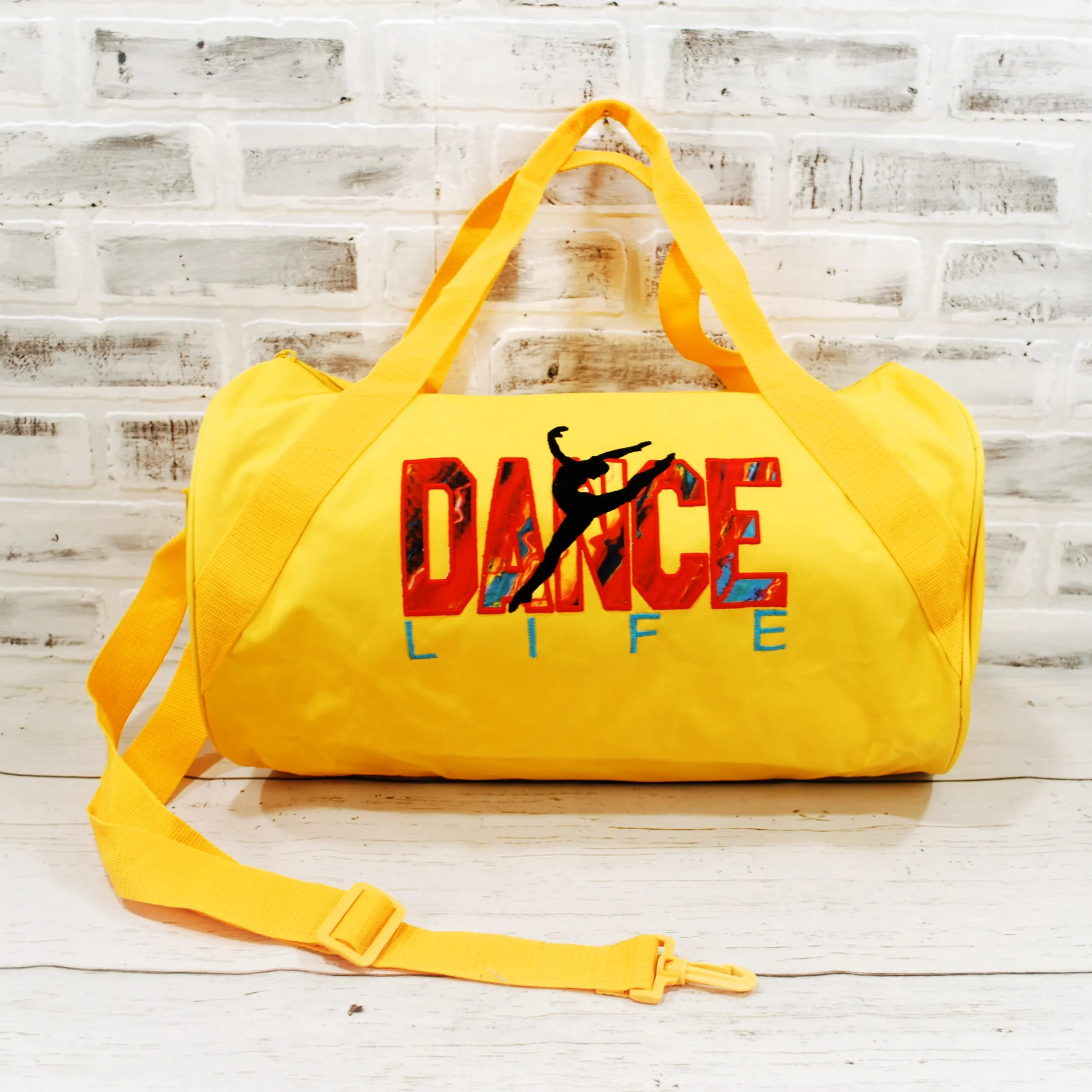 Red Teal Marbled Personalized Dance Tote or Duffle Bag