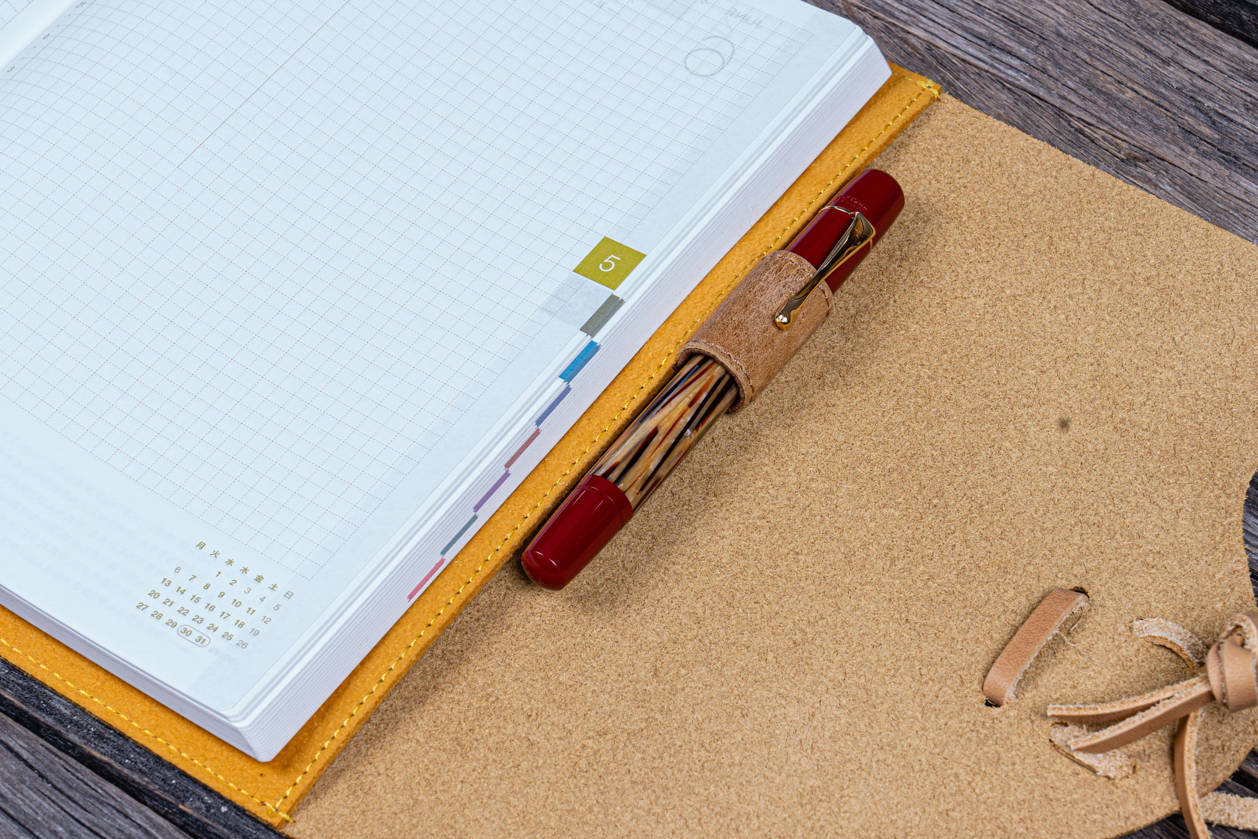 Refillable Leather Wrap Journal / Planner Cover - Crazy Horse Honey Ochre