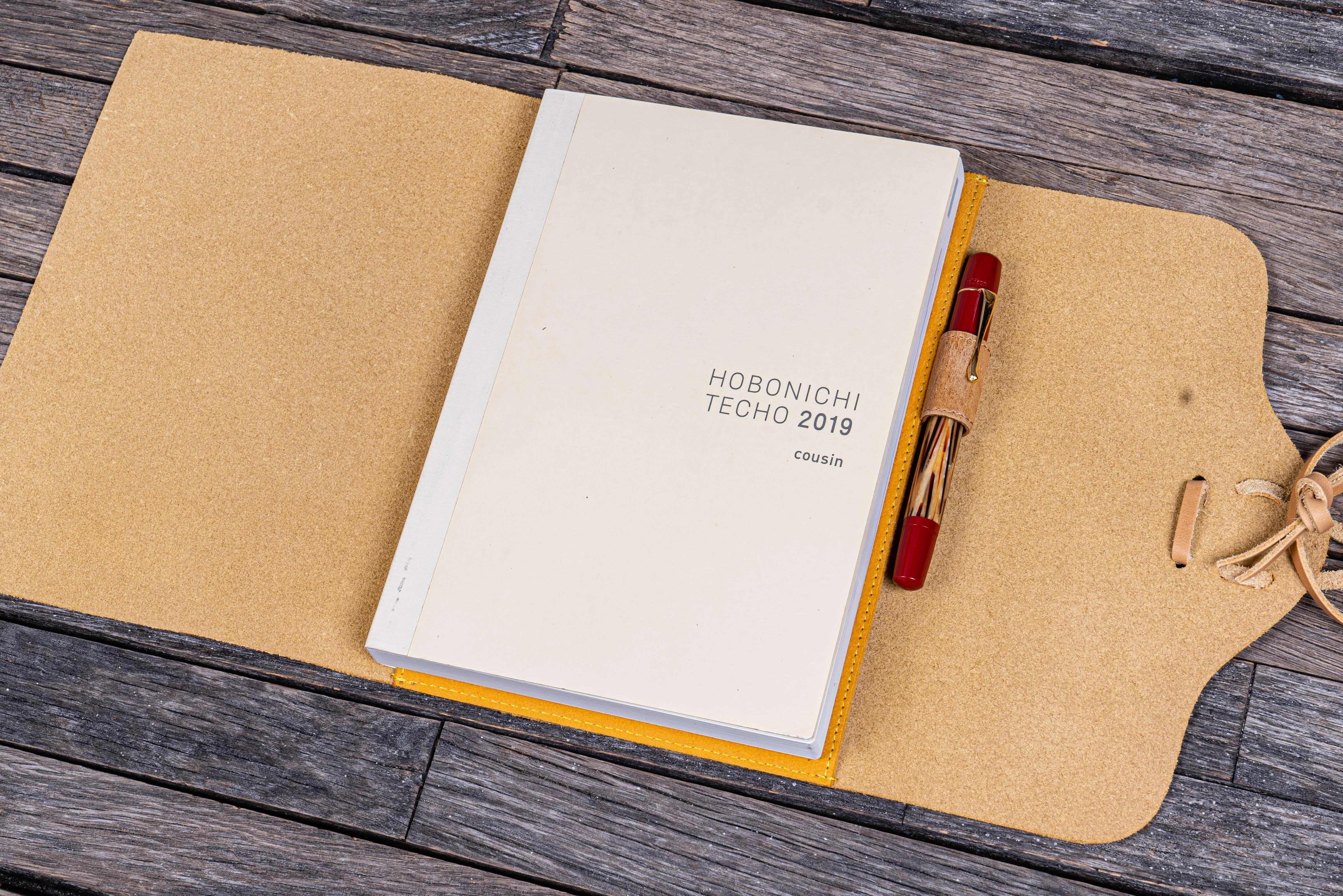 Refillable Leather Wrap Journal / Planner Cover - Crazy Horse Honey Ochre