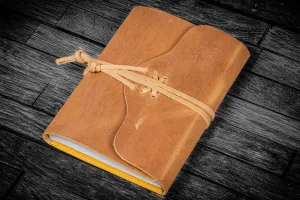 Refillable Leather Wrap Journal / Planner Cover - Crazy Horse Honey Ochre