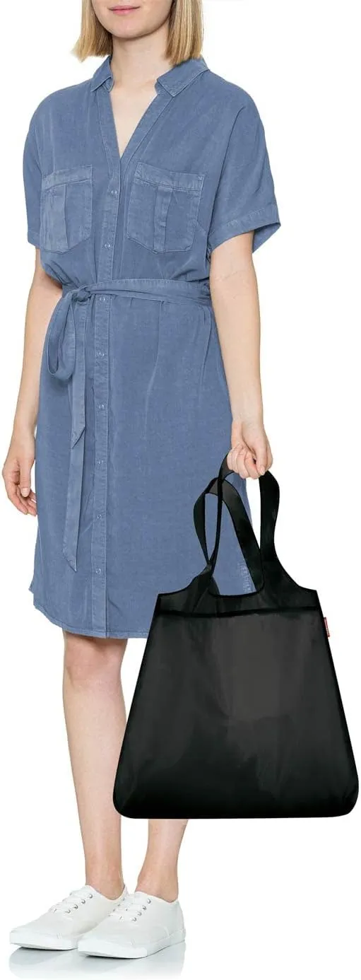 reisenthel mini maxi shopper black - foldable shopping bag with attractive design - water repellent