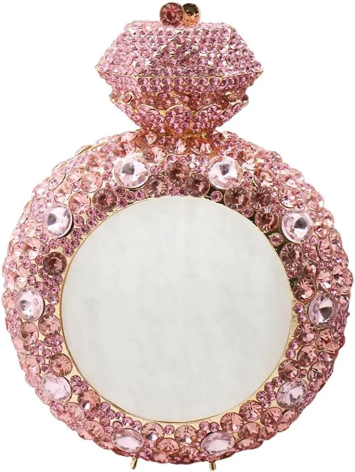Rhinestone Acrylic Clutch for Women Novelty Vintage Clock Wedding Purse Sparkling Elegant Evening Prom Handbag