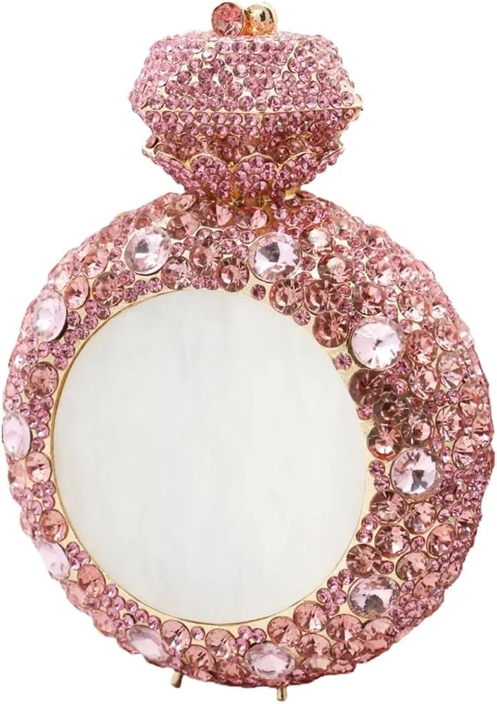 Rhinestone Acrylic Clutch for Women Novelty Vintage Clock Wedding Purse Sparkling Elegant Evening Prom Handbag