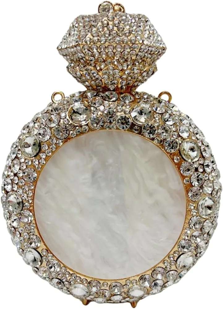 Rhinestone Acrylic Clutch for Women Novelty Vintage Clock Wedding Purse Sparkling Elegant Evening Prom Handbag
