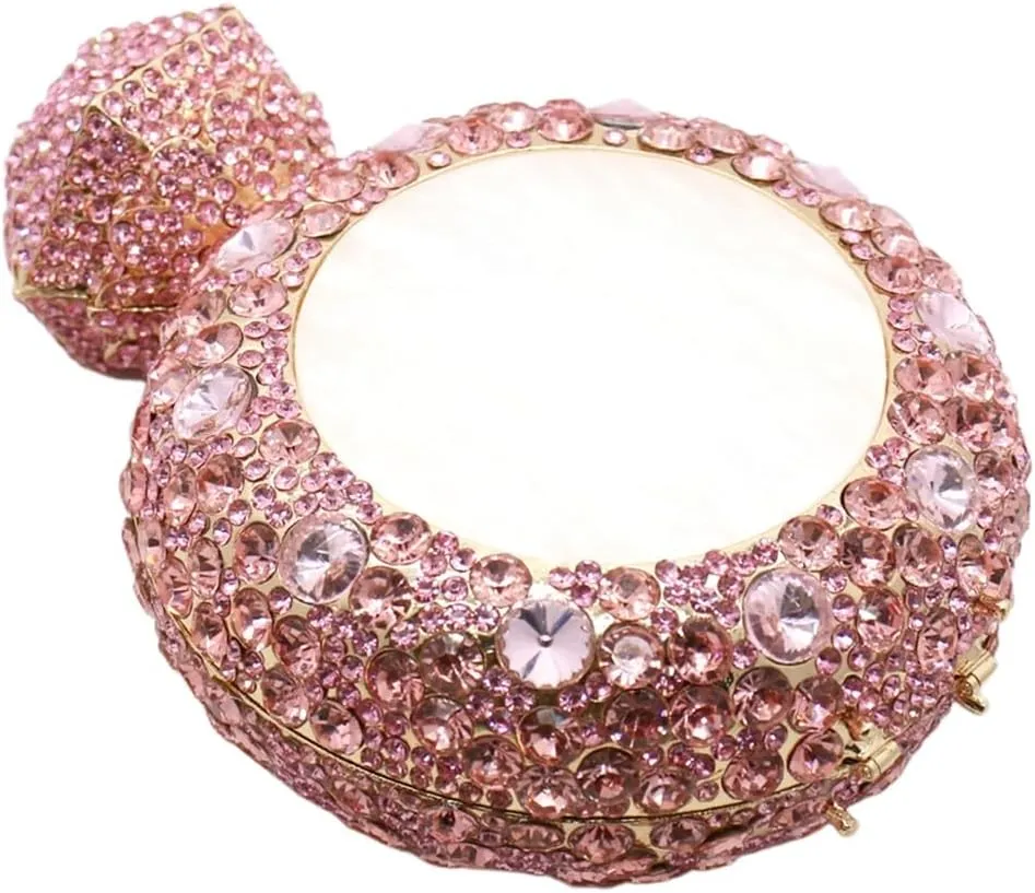 Rhinestone Acrylic Clutch for Women Novelty Vintage Clock Wedding Purse Sparkling Elegant Evening Prom Handbag