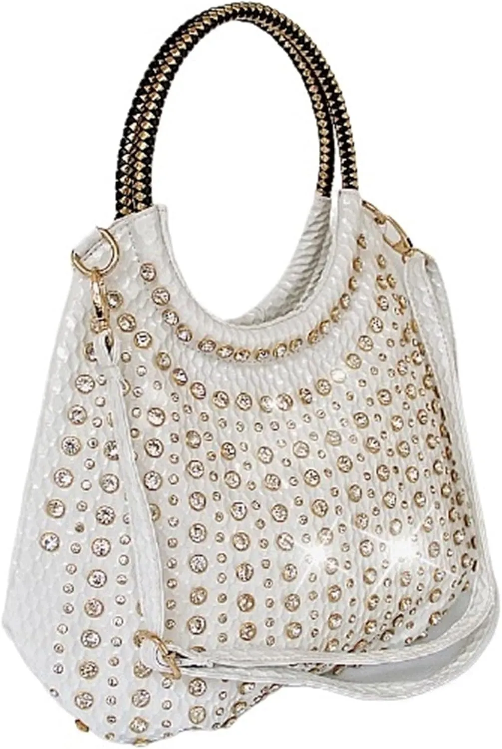 Rhinestone Bags Diamonds Women Handbags Genuine Leather Shoulder Bag Female White Rhinestone Messenger Crossbody Tote Bags