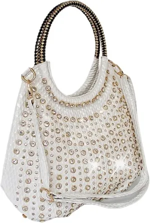 Rhinestone Bags Diamonds Women Handbags Genuine Leather Shoulder Bag Female White Rhinestone Messenger Crossbody Tote Bags