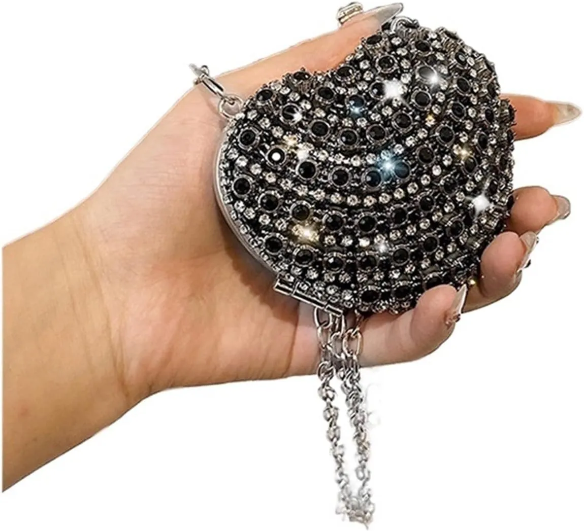 Rhinestone Bags Mini Diamond Inlay Heart Shape Crystal Clutch Purse Stones Evening Wedding Party Shoulder Bag