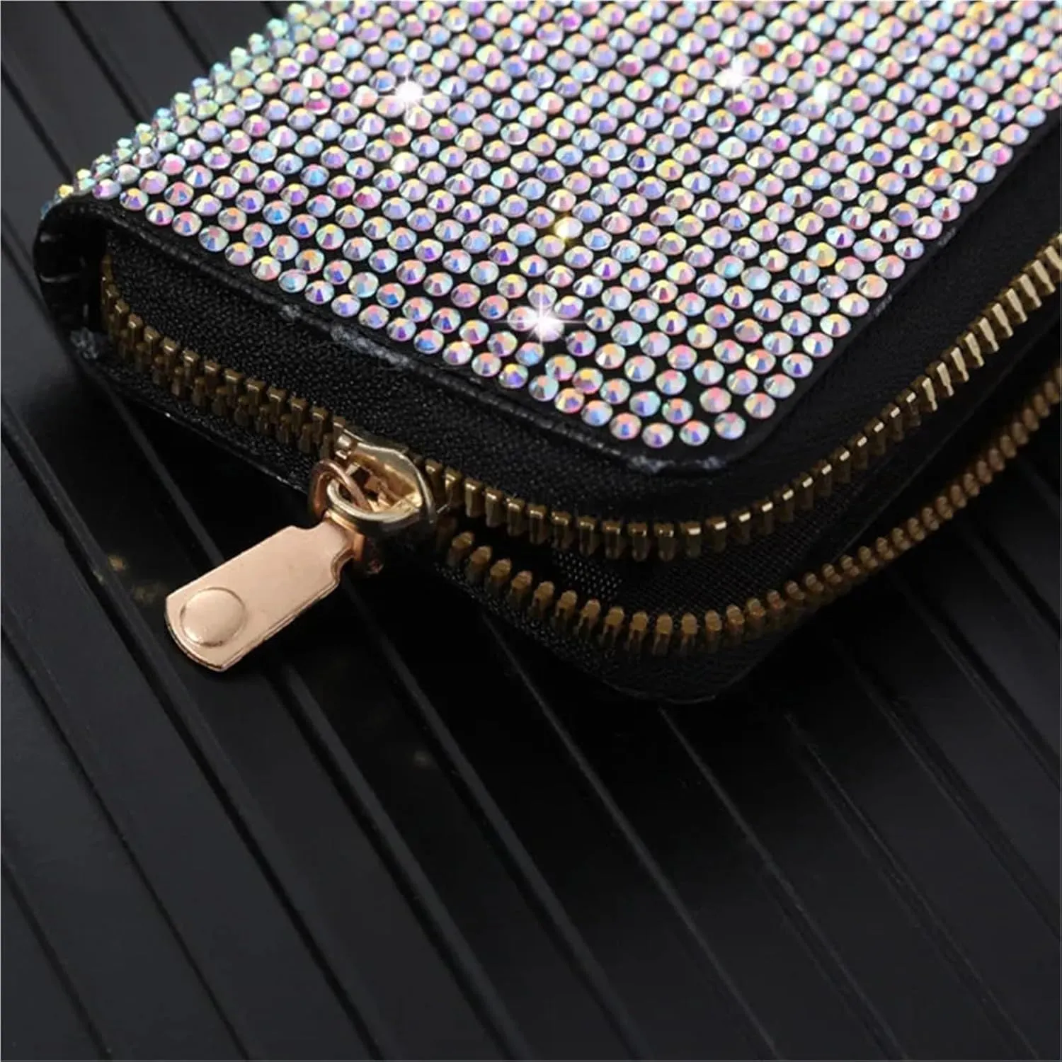 Rhinestone Bags Rhinestone Small Wallet for Women Large-Capacity Multi-Card Slot Storage Bag Stylish Coin Purse Zipper(Pink)