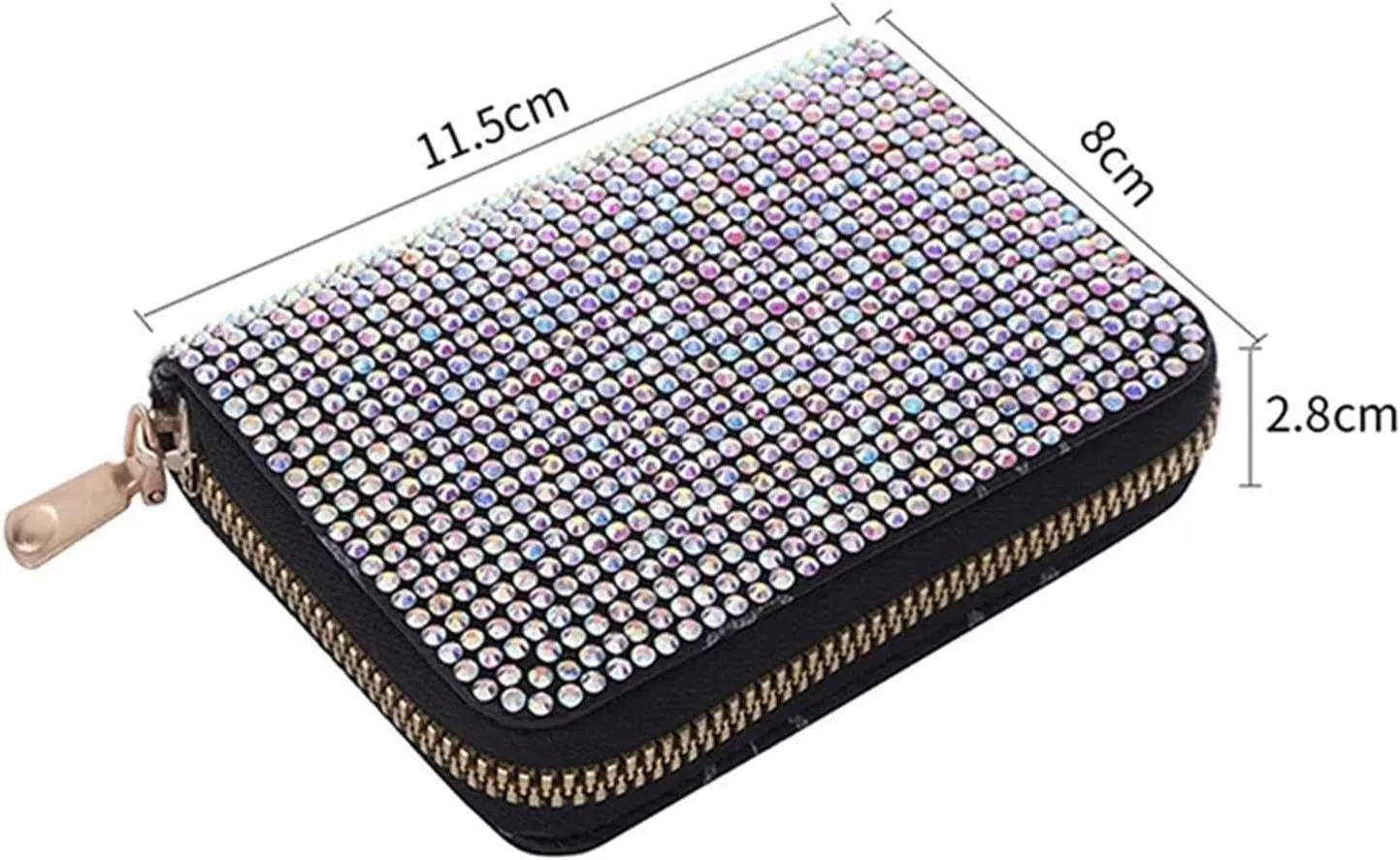 Rhinestone Bags Rhinestone Small Wallet for Women Large-Capacity Multi-Card Slot Storage Bag Stylish Coin Purse Zipper(Pink)