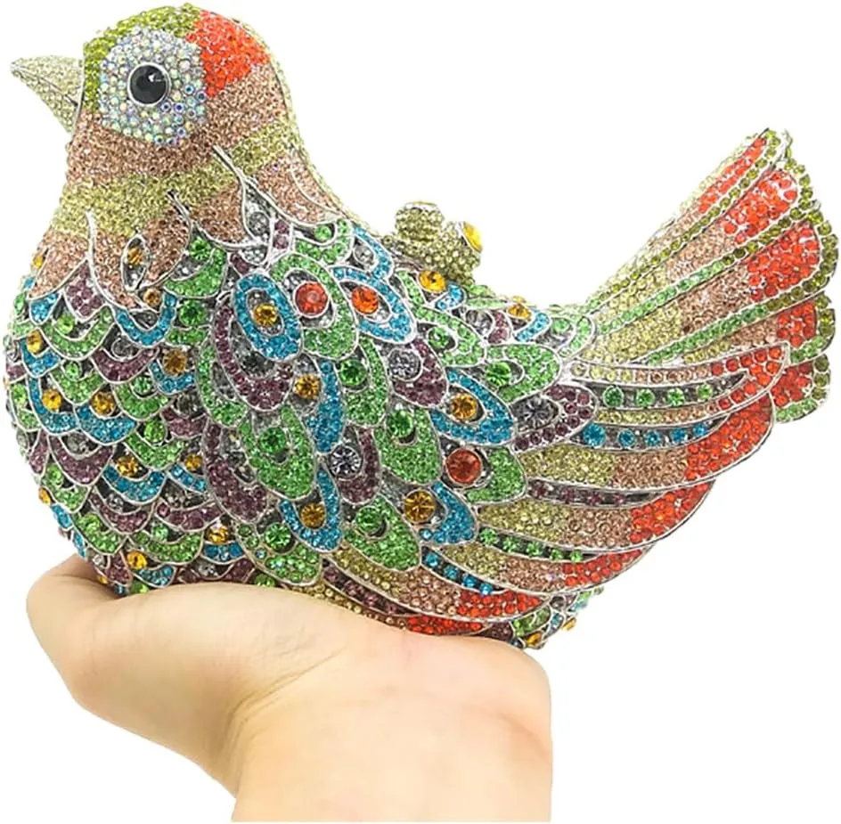 Rhinestone Bird Clutch Purse Women's Full Crystal Evening Bag for Wedding Party Handbag