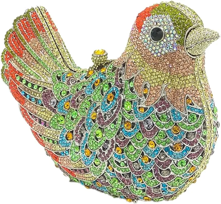 Rhinestone Bird Clutch Purse Women's Full Crystal Evening Bag for Wedding Party Handbag