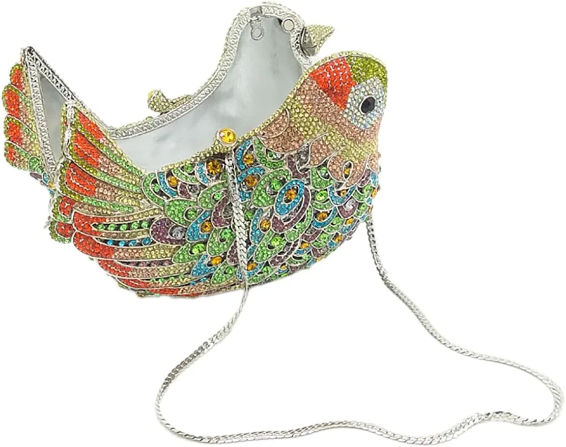 Rhinestone Bird Clutch Purse Women's Full Crystal Evening Bag for Wedding Party Handbag
