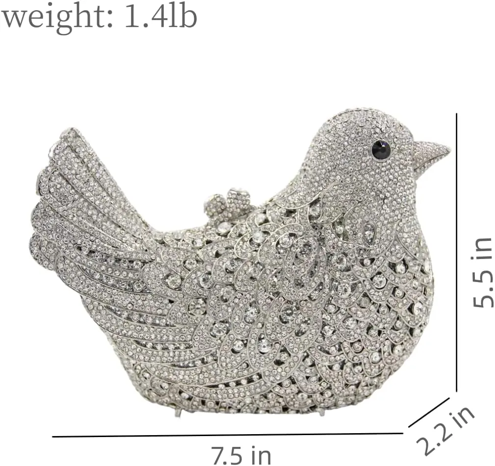 Rhinestone Bird Clutch Purse Women's Full Crystal Evening Bag for Wedding Party Handbag