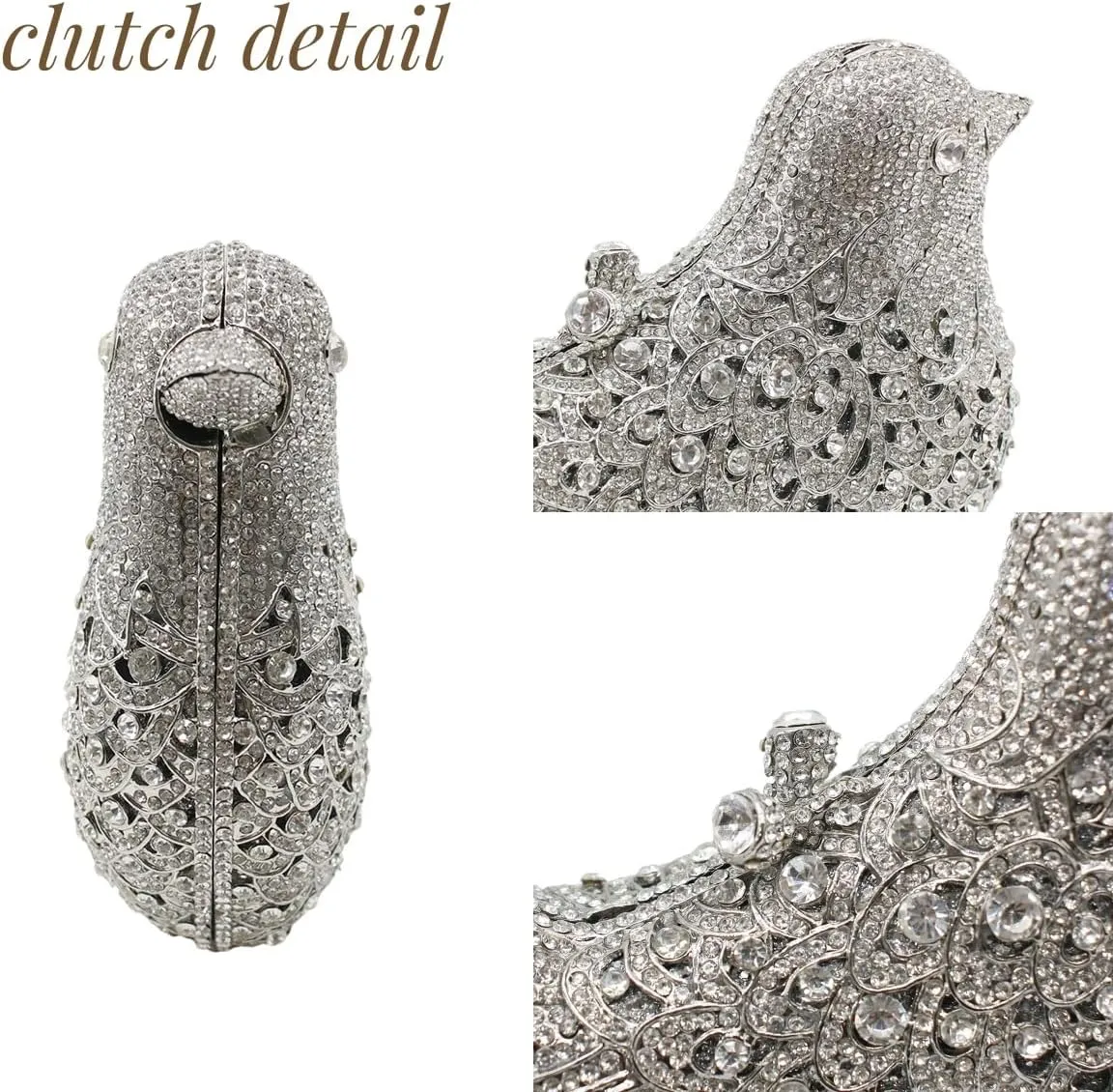 Rhinestone Bird Clutch Purse Women's Full Crystal Evening Bag for Wedding Party Handbag
