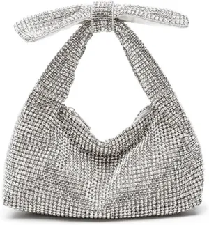 Rhinestone Bow Purse Sparkly Evening Bag Silver Clutch Purses for Women Glitter Evening Handbag for Wedding Party Prom