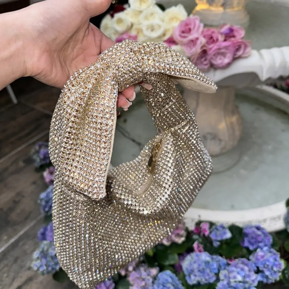 Rhinestone Bow Purse Sparkly Evening Bag Silver Clutch Purses for Women Glitter Evening Handbag for Wedding Party Prom