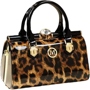 Rhinestone Buckle Shoulder Bag for Women's Leather Top Handle Satchel Crossbody Handbags Evening Bag Purses Hard