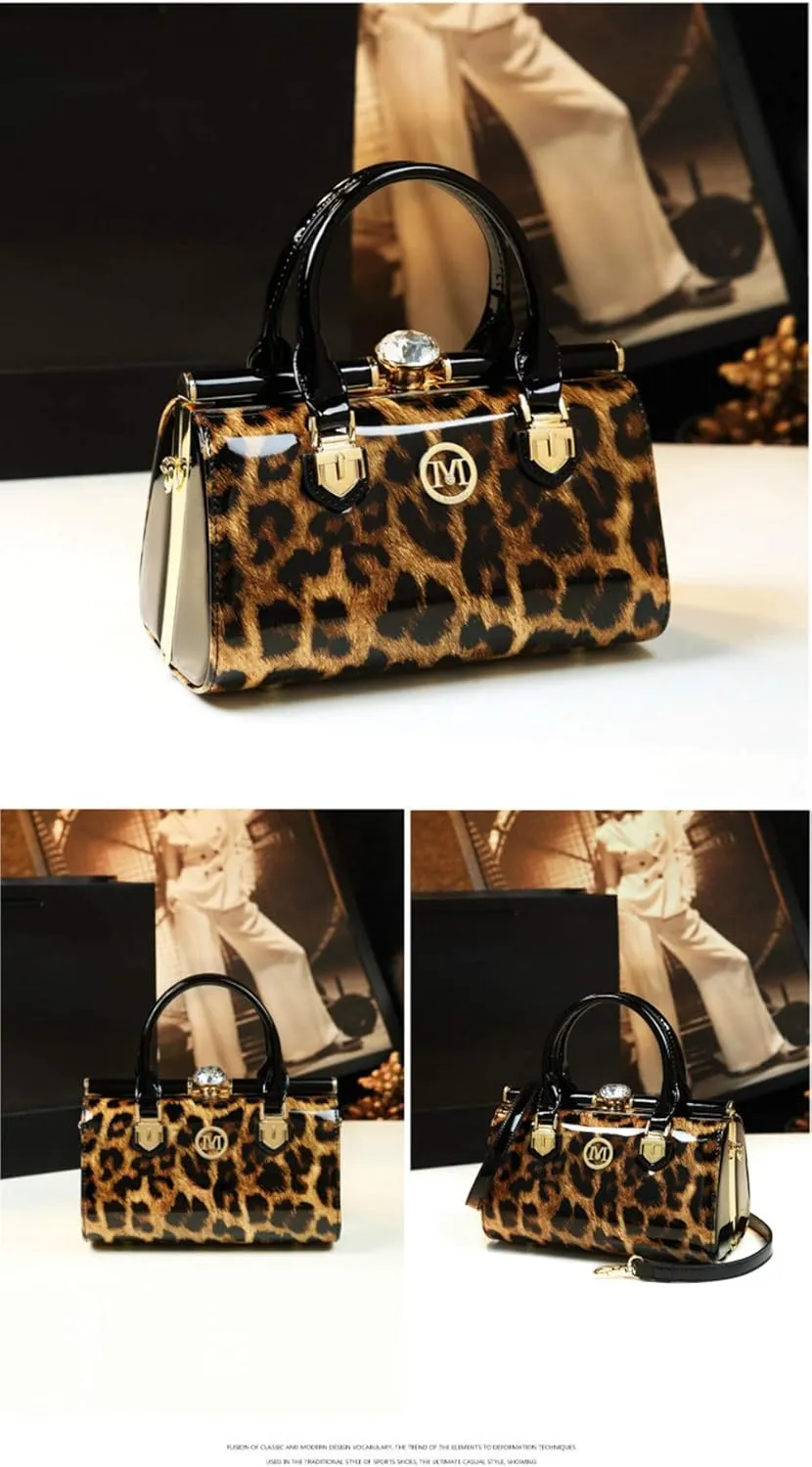 Rhinestone Buckle Shoulder Bag for Women's Leather Top Handle Satchel Crossbody Handbags Evening Bag Purses Hard
