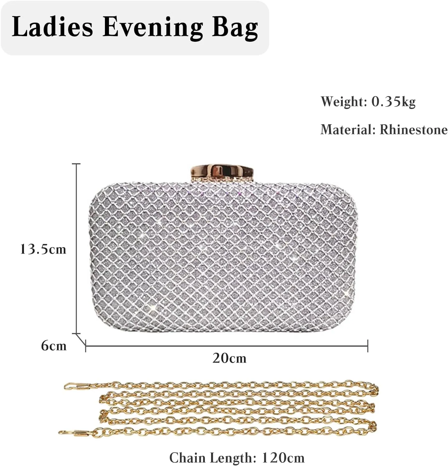 Rhinestone Clutch Bag for Women Sparkling Evening Bag Crystal Handbag Bridal Wedding Purse Elegant Shoulder Bag