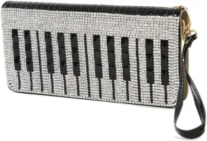 Rhinestone Embellished Piano Keyboard Clutch Wallet