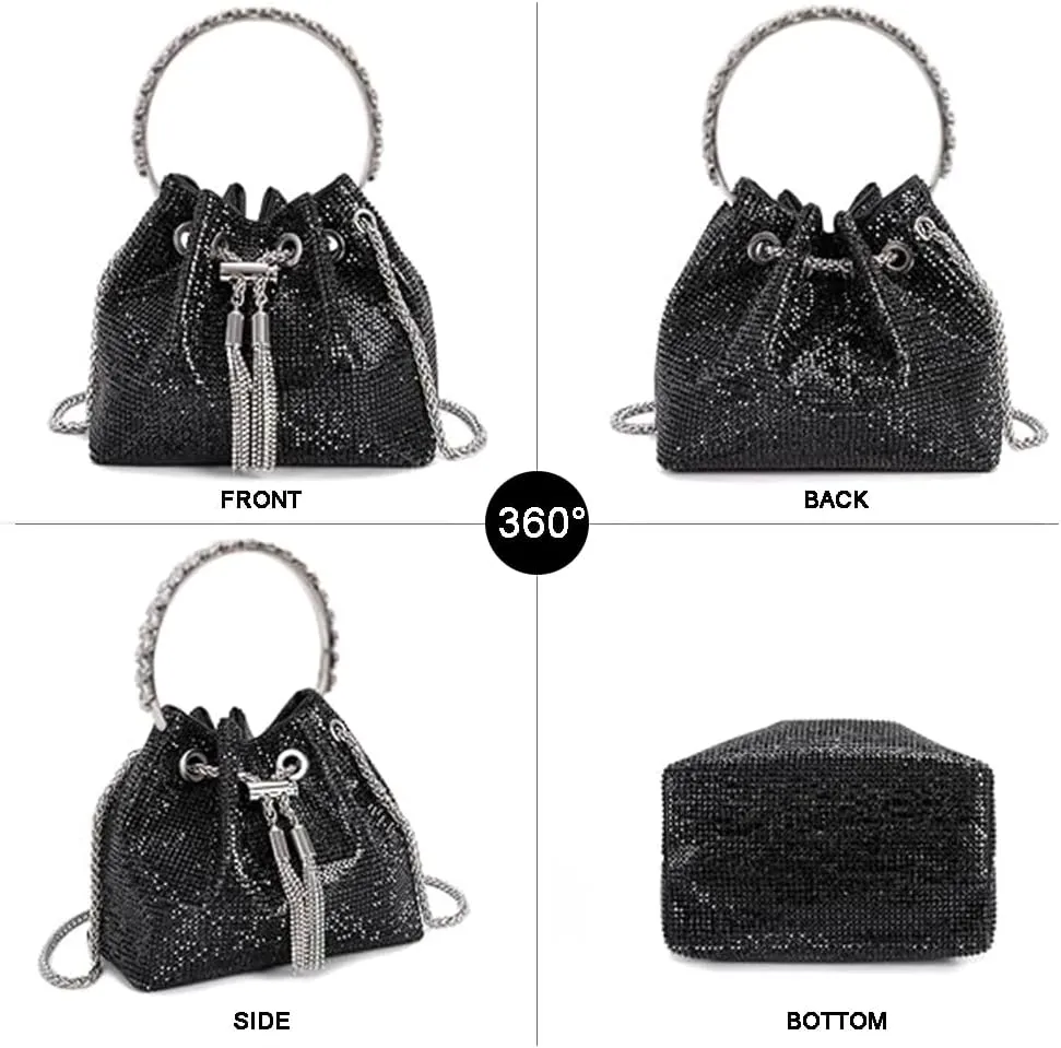 Rhinestone Evening Bag Crystal Bling Purse Sparkly Diamond Clutch Handbag Crossbody Bag for Women Party Club Wedding Prom