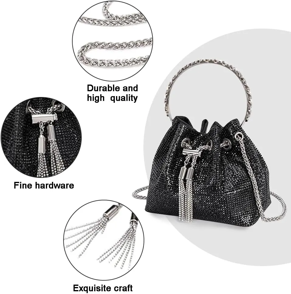 Rhinestone Evening Bag Crystal Bling Purse Sparkly Diamond Clutch Handbag Crossbody Bag for Women Party Club Wedding Prom