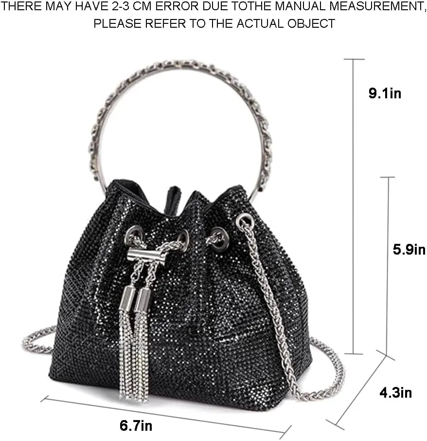 Rhinestone Evening Bag Crystal Bling Purse Sparkly Diamond Clutch Handbag Crossbody Bag for Women Party Club Wedding Prom