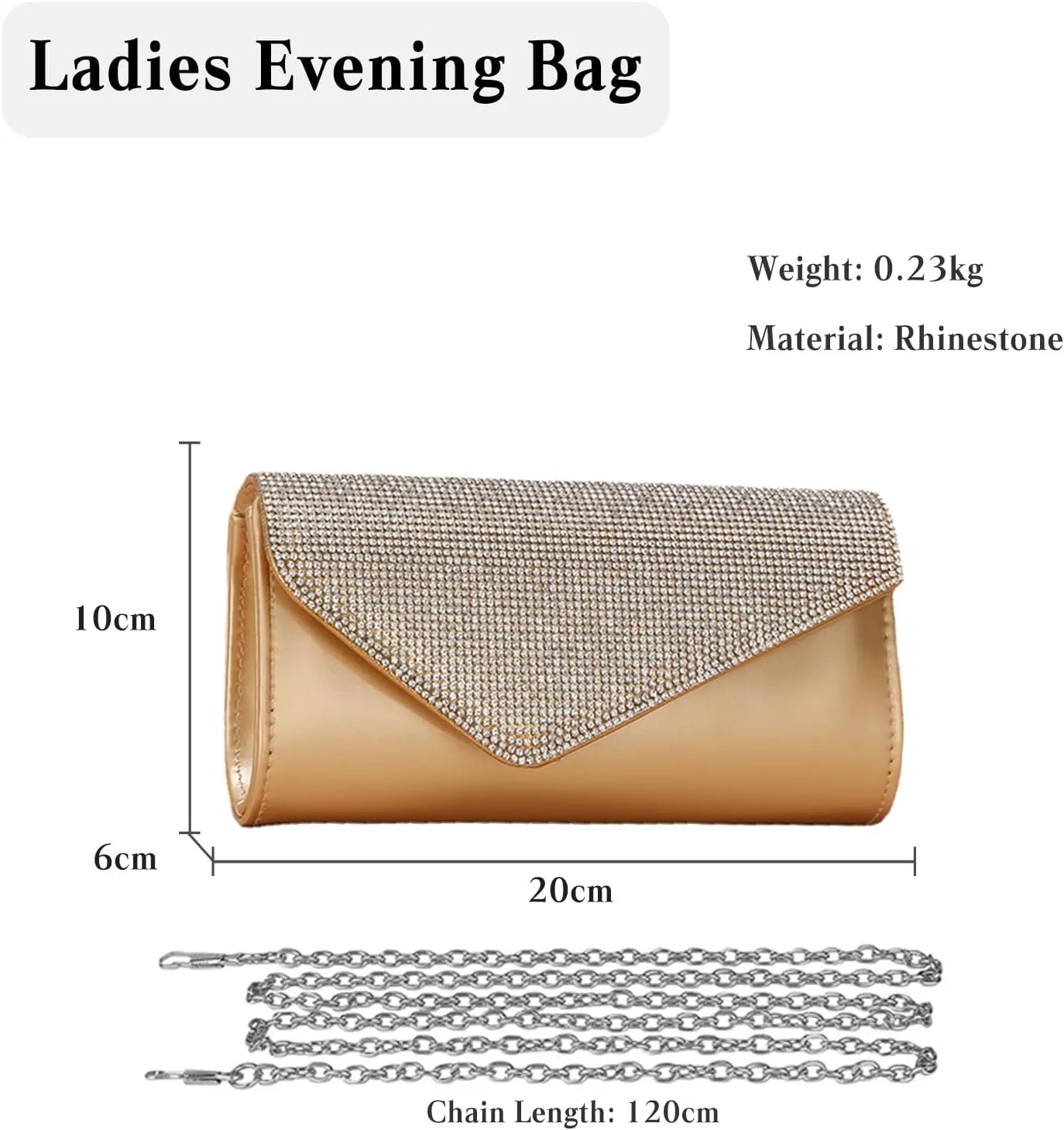 Rhinestone Evening Bag for Women Envelope Clutch Bag Crystal Handbag Bridal Wedding Purse Elegant Shoulder Bag