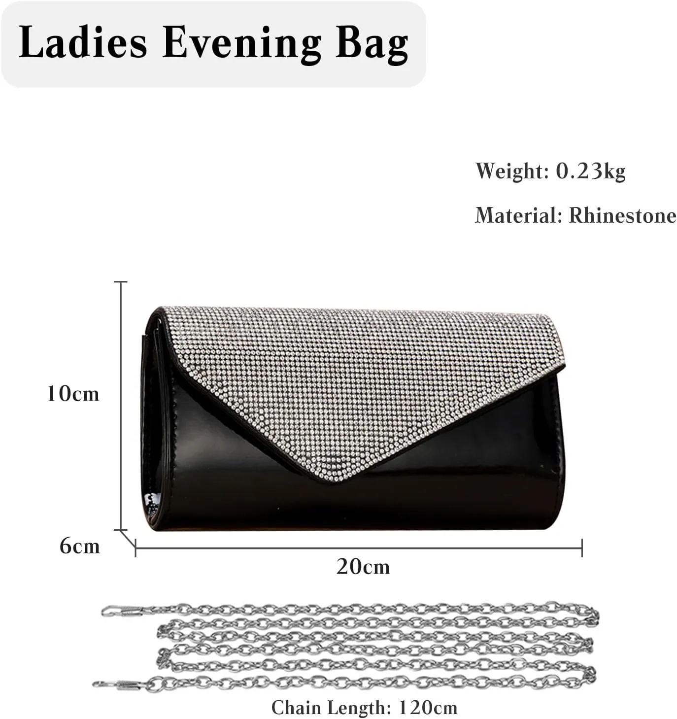Rhinestone Evening Bag for Women Envelope Clutch Bag Crystal Handbag Bridal Wedding Purse Elegant Shoulder Bag