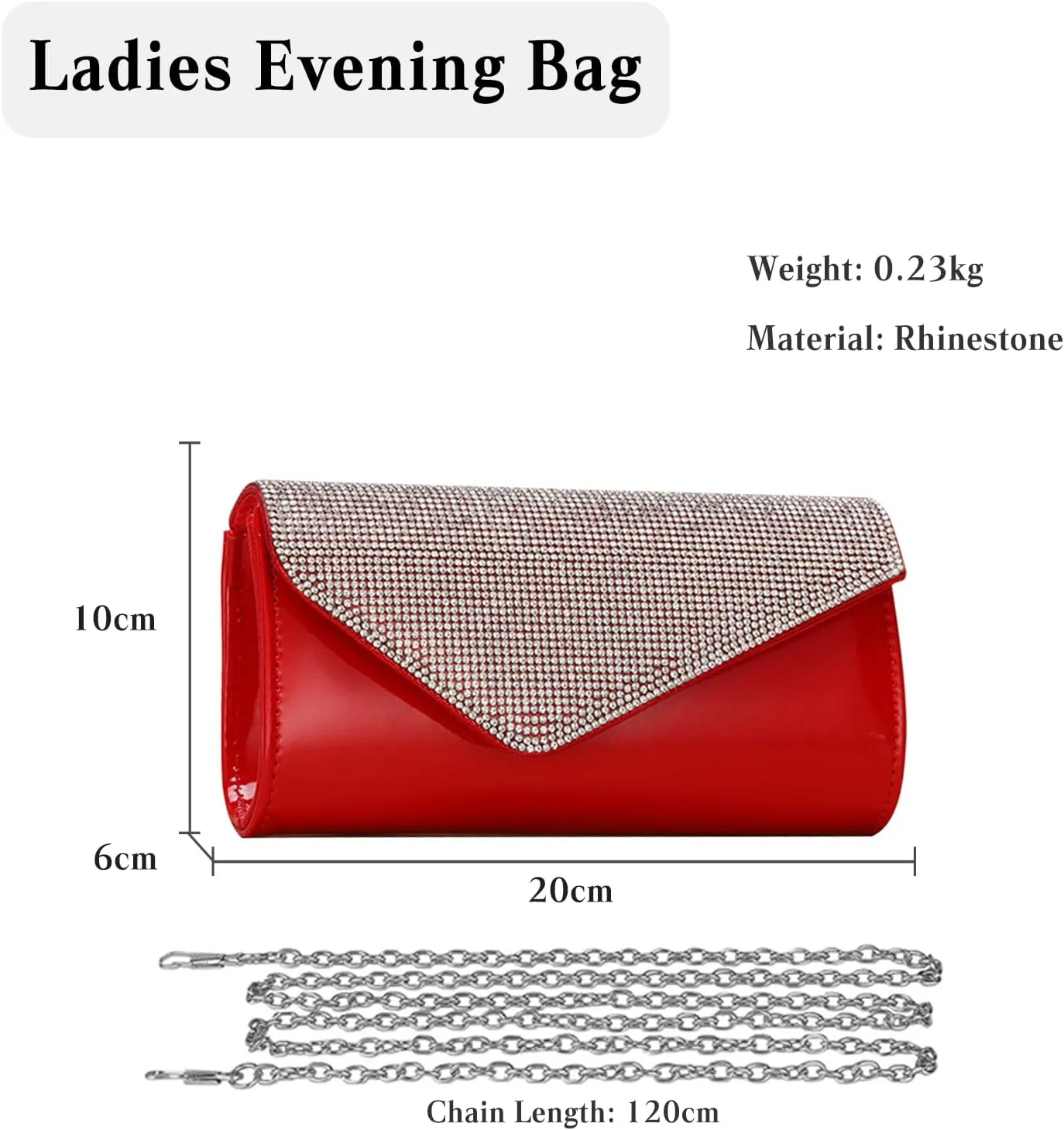 Rhinestone Evening Bag for Women Envelope Clutch Bag Crystal Handbag Bridal Wedding Purse Elegant Shoulder Bag