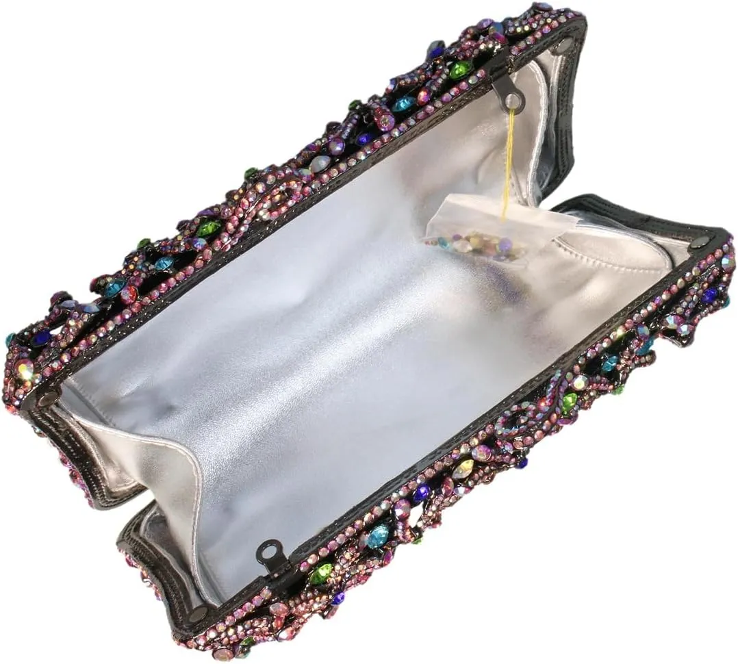 Rhinestone Flower Clutch for Women Sparkling Starfish Glowing Handbag Dazzling Party Banquet Crossbody Purse