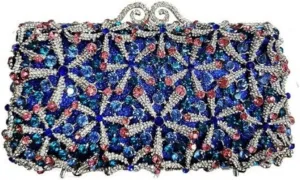 Rhinestone Flower Clutch for Women Sparkling Starfish Glowing Handbag Dazzling Party Banquet Crossbody Purse