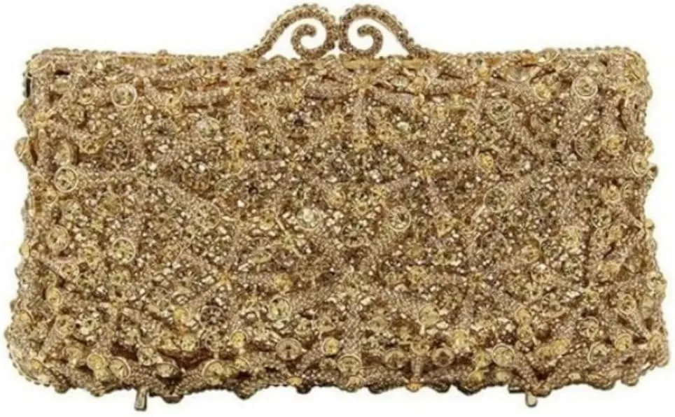 Rhinestone Flower Clutch for Women Sparkling Starfish Glowing Handbag Dazzling Party Banquet Crossbody Purse