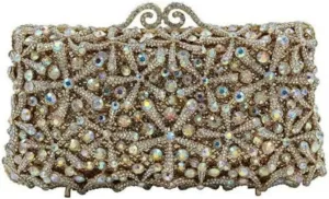 Rhinestone Flower Clutch for Women Sparkling Starfish Glowing Handbag Dazzling Party Banquet Crossbody Purse