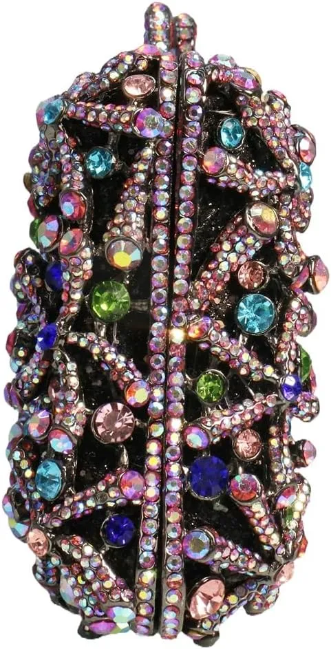 Rhinestone Flower Clutch for Women Sparkling Starfish Glowing Handbag Dazzling Party Banquet Crossbody Purse