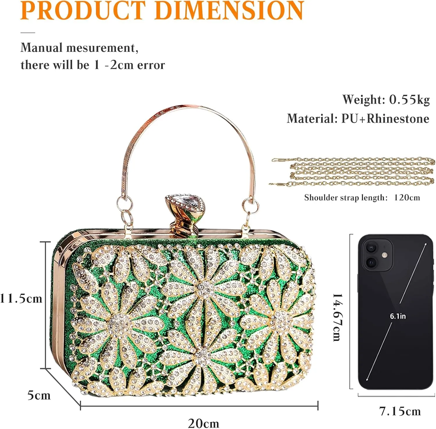 Rhinestone Flower Evening Bag for Women Sparkly Sequin Purse Crystal Clutch Bag Bridal Wedding Handbag Shoulder Bag