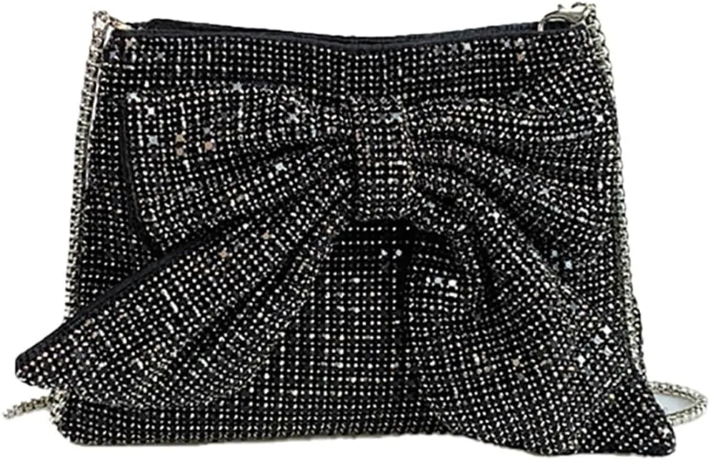 Rhinestone Purse Glitter Evening bag Sparkly Bow Clutch Purses for Women Cross Body Handbags for Party Prom Wedding