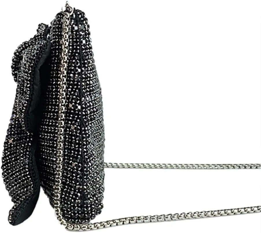 Rhinestone Purse Glitter Evening bag Sparkly Bow Clutch Purses for Women Cross Body Handbags for Party Prom Wedding