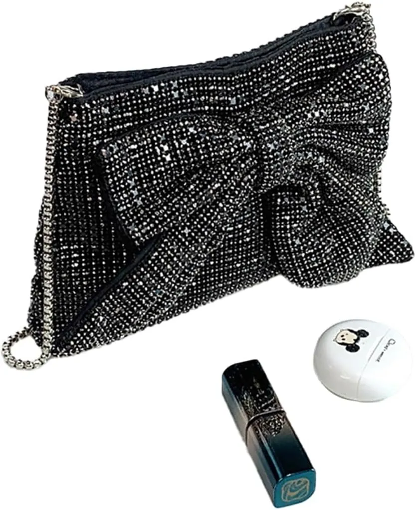 Rhinestone Purse Glitter Evening bag Sparkly Bow Clutch Purses for Women Cross Body Handbags for Party Prom Wedding