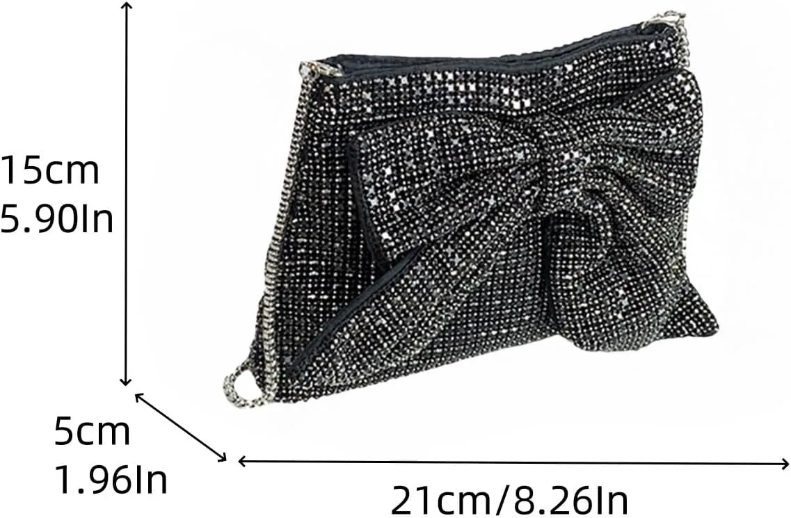 Rhinestone Purse Glitter Evening bag Sparkly Bow Clutch Purses for Women Cross Body Handbags for Party Prom Wedding