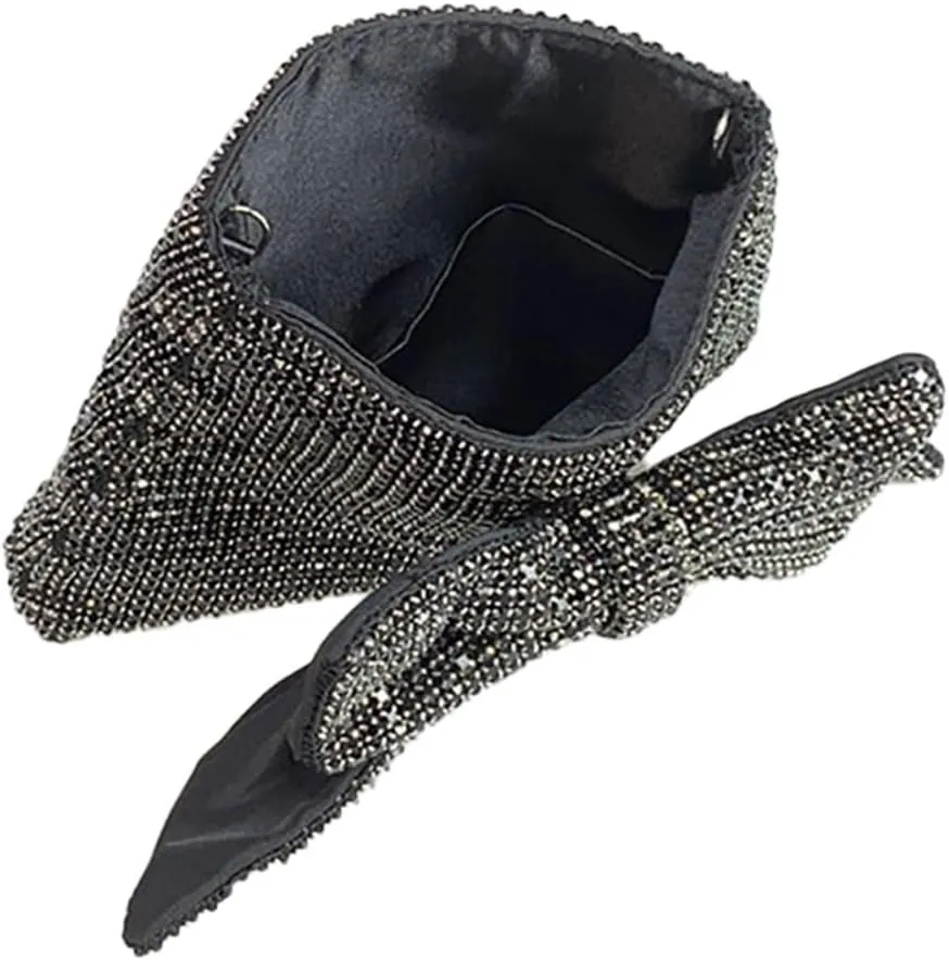 Rhinestone Purse Glitter Evening bag Sparkly Bow Clutch Purses for Women Cross Body Handbags for Party Prom Wedding